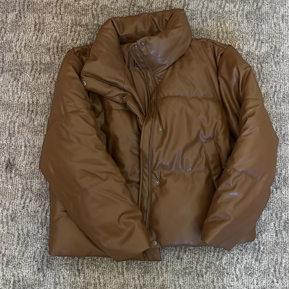 Levis Faux Leather brown Puffer Jacket